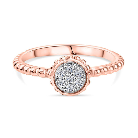 LUXURIANT DIAMOND - Lab Grown Diamant SI-GH Ring, 925 Silber 750 Roségold Vermeil (Größe 19.00) ca. 0.15 ct