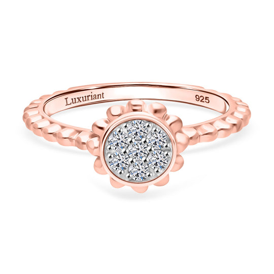 LUXURIANT DIAMOND - Lab Grown Diamant SI-GH Ring, 925 Silber 750 Roségold Vermeil (Größe 19.00) ca. 0.15 ct