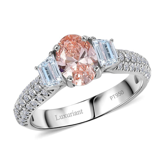 LUXURIANT DIAMOND - Lab Grown Rosa Diamant VS, Lab Grown Diamant VS-EF IGI zertifiziert Ring, 950 Platin (Größe 18.00) ca. 2.00 ct