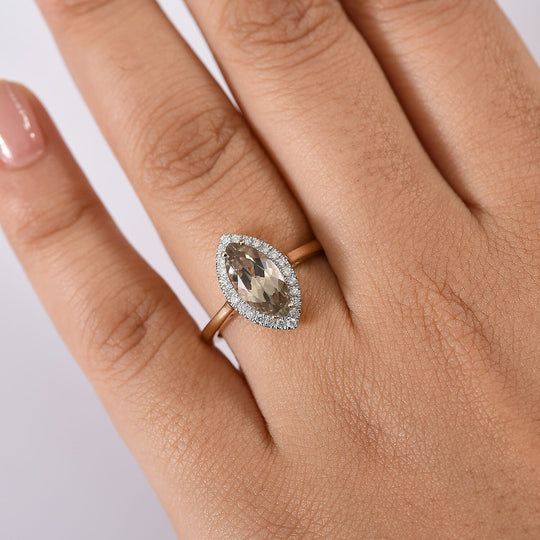 LUXORO AAA Turkizit, Weißer Diamant AGI zertifiziert Ring 585 Gold (Größe 17.00) ca. 2.25 ct