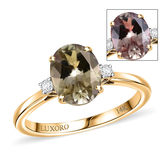 LUXORO AAA Turkizit, Weißer Diamant AGI zertifiziert Ring 585 Gold (Größe 20.00) ca. 2.10 ct
