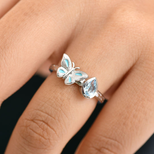 GP Trionfo Kollektion - Himmelblauer Topas, Kanchanaburi Blauer Saphir Ring, 925 Silber rhodiniert (Größe 20.00) ca. 0.55 ct
