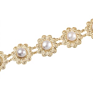 D'Joy Süßwasser Perle (11 mm) Armband ca. 18.5 cm 925 Silber 750 Gelbgold vermeil
