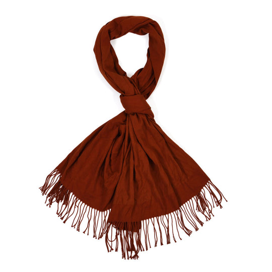 Eleganter Schal mit Fransen, 65x180 cm, Rubinrot