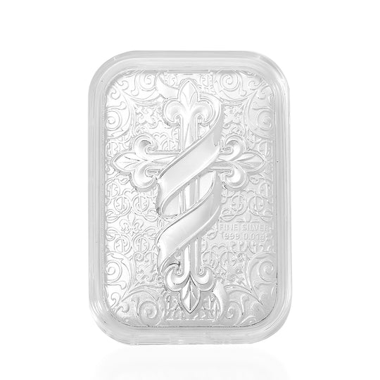 999er Silberfolie mit Kreuz der Einheit Motiv, ca. 26x40 mm. ca. 10.00 mg