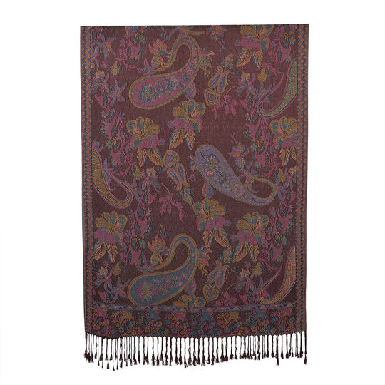 Schal mit klassischem Paisley-Muster und Fransen, Einheitsgröße, Kaffeebraun