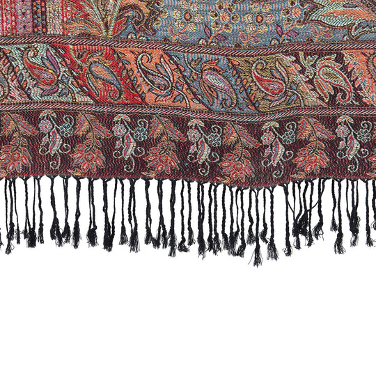 Schal mit dekorativem Muster und Fransen, 70x180 cm, Rot