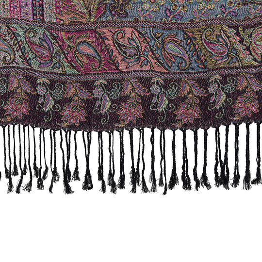 Schal mit dekorativem Muster und Fransen, 70x180 cm, Mehrfarbig
