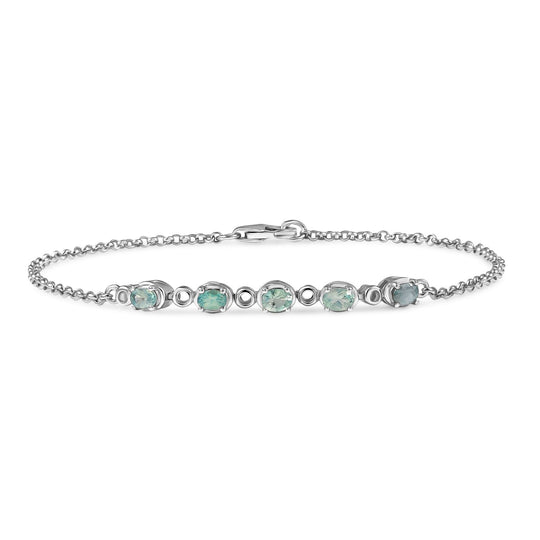 Alexandrit Armband ca. 19 cm 925 Silber rhodiniert ca. 0,92 ct.