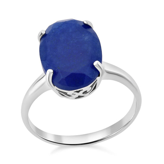 Blaue Jade Ring 925 Silber rhodiniert (Größe 20.00) ca. 5,13 ct