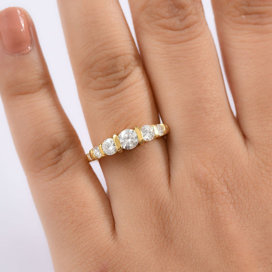 Moissanit Ring 925 Silber rhodiniert (Größe 21.00) ca. 1,12 ct