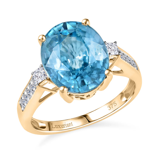 AAA Blauer Zirkon, Lab Grown Diamant VS Ring 375 Gold (Größe 20.00) ca. 7.36 ct