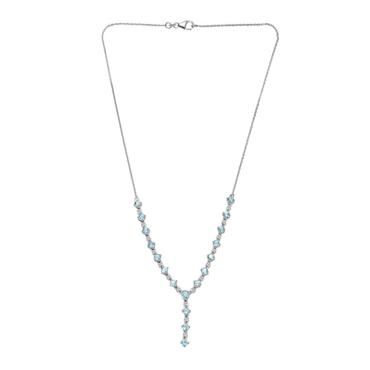 AA Blauer Zirkon Halskette ca. 45 cm 925 Silber rhodiniert ca. 7.87 ct