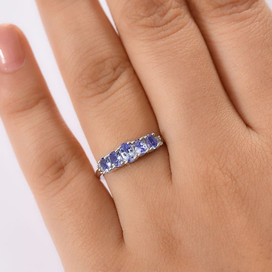 Tansanit Ring 925 Silber 750 Gelb Vergoldet (Größe 20.00) ca. 0.90 ct