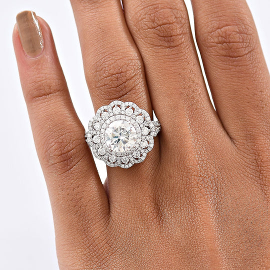 D'Joy Moissanit Ring 925 Silber rhodiniert (Größe 18.00) ca. 4.71 ct