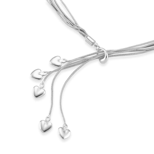 Lariat-Halskette mit Herz-Charms, nickelfreies Messing , ca. 50 cm