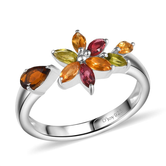 Mehrfarbiger-Turmalin Ring 925 Silber (Größe 19.00) ca. 0.88 ct