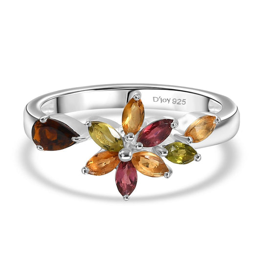 Mehrfarbiger-Turmalin Ring 925 Silber (Größe 19.00) ca. 0.88 ct