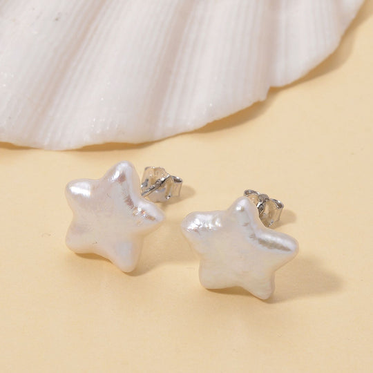 Keshi Perle florale Ohrstecker, 925 Silber rhodiniert