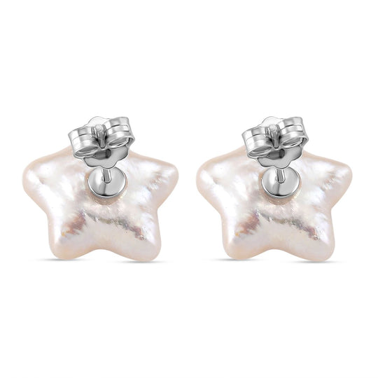 Keshi Perle florale Ohrstecker, 925 Silber rhodiniert