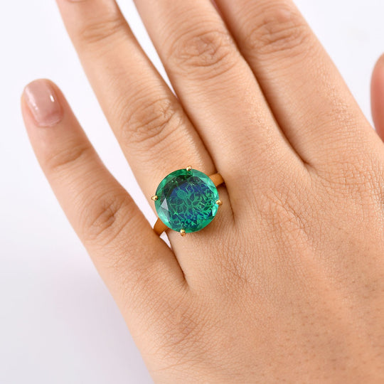 D joy Pfau Quarz Triplette Ring 925 Silber 750 Gelbgold Vermeil (Größe 16.00) ca. 11,80 ct