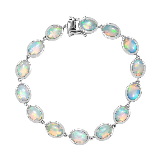 Opal Tide Turtle - D joy AA Natürlicher, äthiopischer Welo Opal Armband ca. 20 cm 925 Silber rhodiniert ca. 17,57 ct.