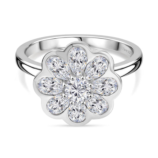 D’joy Moissanit Ring 925 Silber rhodiniert (Größe 20.00) ca. 1,69 ct