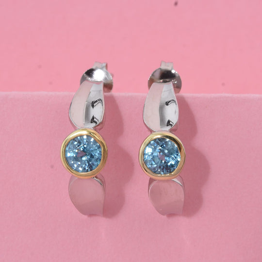 AA Blauer Zirkon Ohrringe 925 Silber rhodiniert ca. 1.63 ct