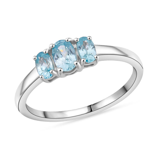 AA Blauer Zirkon Ring 925 Silber rhodiniert (Größe 18.00) ca. 1,44 ct