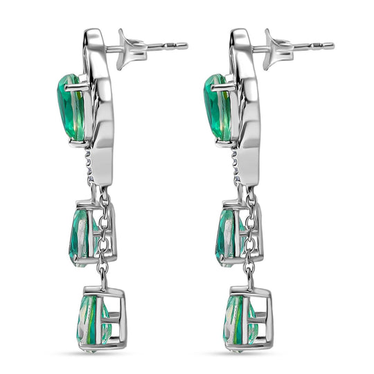 D joy Pfau Quarz Triplette Ohrringe 925 Silber rhodiniert ca. 7,88 ct.