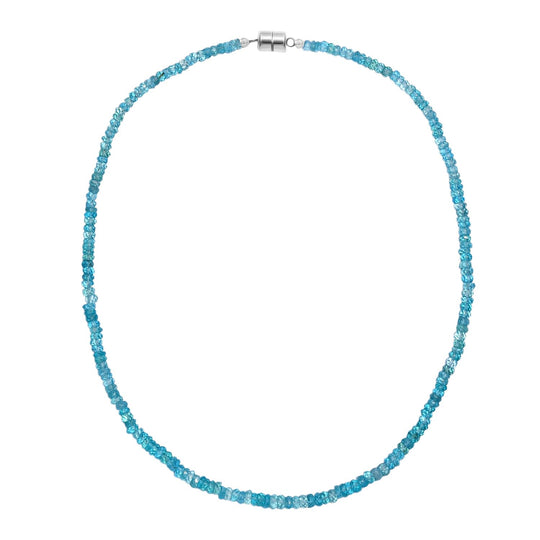 Betroka Blauer Apatit Halskette ca. 45 cm 925 Silber rhodiniert ca. 85.00 ct