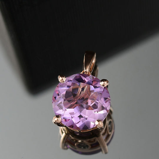 D’joy AA Prasiolith, Weißer Zirkon Anhänger 925 Silber 750 Gelb Vergoldet ca. 6.16 ct
