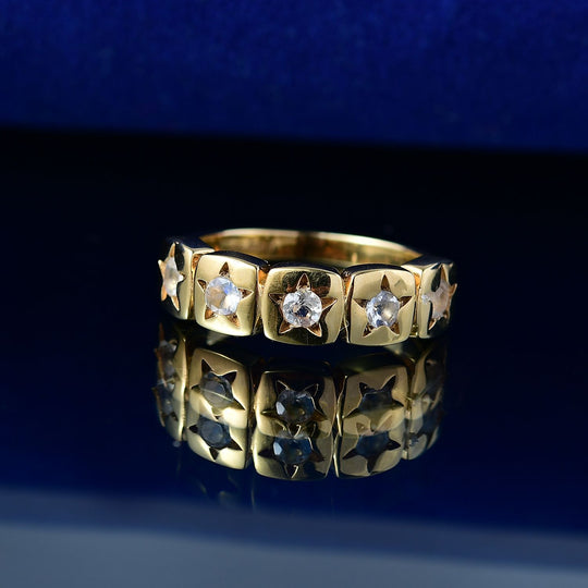 D joy AAA Premium Malagasy Regenbogen Mondstein Ring, 925 Silber 750 Gelb vergoldet (Größe 21.00) ca. 0.36 ct