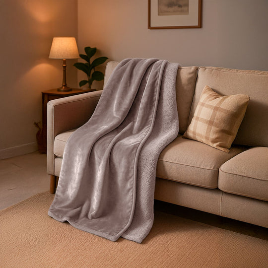 Doppellagige wasserdichte Decke aus Flanell und Sherpa, 150x200 cm, Pink