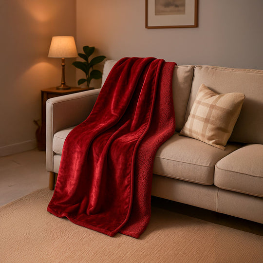 Doppellagige wasserdichte Decke aus Flanell und Sherpa, 150x200 cm, Pink