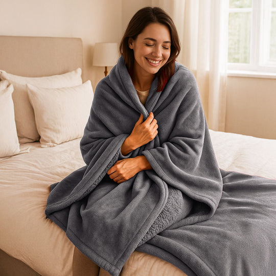 Doppellagige wasserdichte Decke aus Flanell und Sherpa, 150x200 cm, Pink