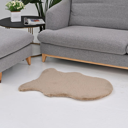 LIVMORE - 2200 GSM Kunstfell-Teppich mit Schaumstoffbasis, Fischform, 60x90 cm, Silbergrau