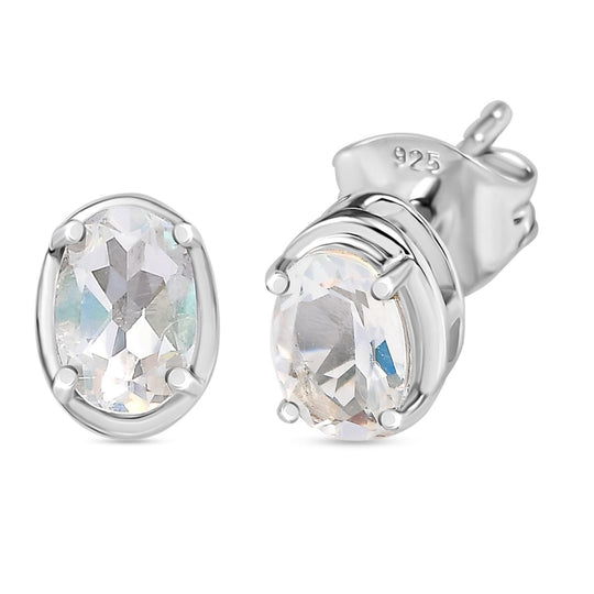 D joy AAA Premium Malagasy Mondstein Star Glimmer Ohrringe, 925 Silber 750 Gelb Vergoldet ca. 0.90 ct