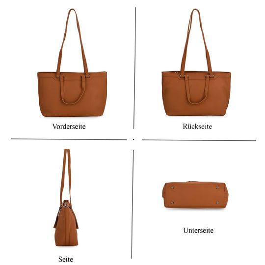 Leder-Shopper mit Doppelhenkel, 30x12x23 cm, Schwarz