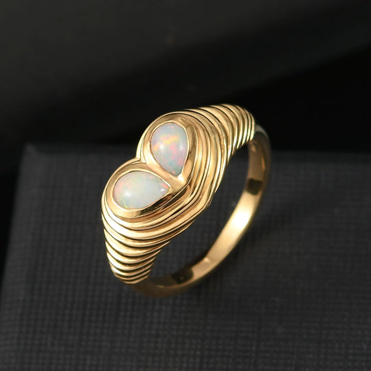 D'Joy AA Natürlicher, äthiopischer Welo Opal Ring 925 Silber vergoldet (Größe 19.00) ca. 0,53 ct