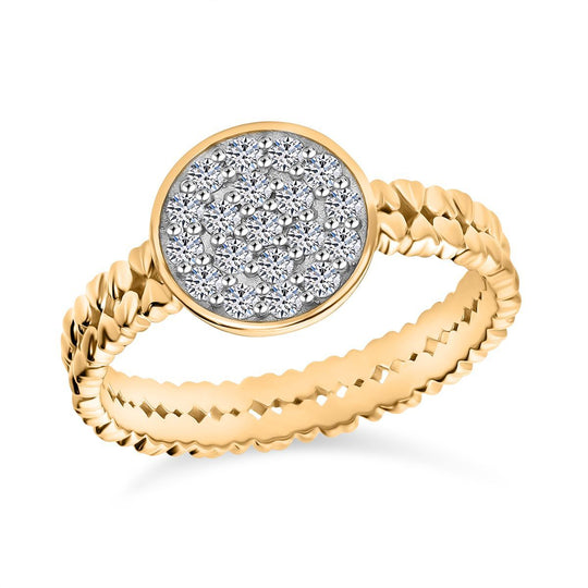 LUXURIANT DIAMOND - Lab Grown Diamant SI-GH Ring 925 Silber 750 Gelbgold Vermeil (Größe 19.00) ca. 0.50 ct