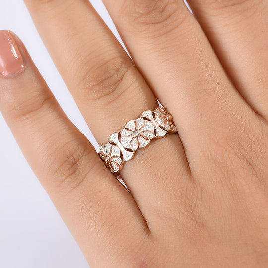 Weißer Diamant Ring 925 Silber, vergoldet (Größe 19.00)