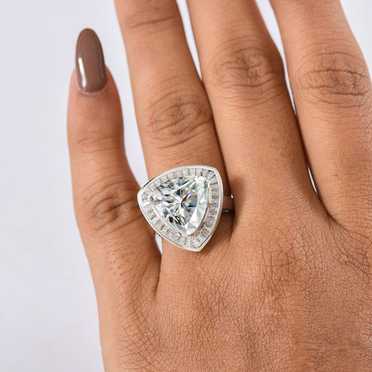 Moissanit Ring 925 Silber rhodiniert (Größe 18.00) ca. 5,64 ct