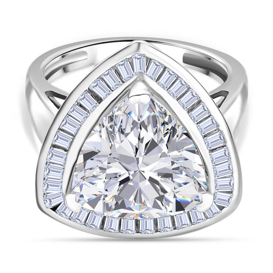Moissanit Ring 925 Silber rhodiniert (Größe 18.00) ca. 5,64 ct