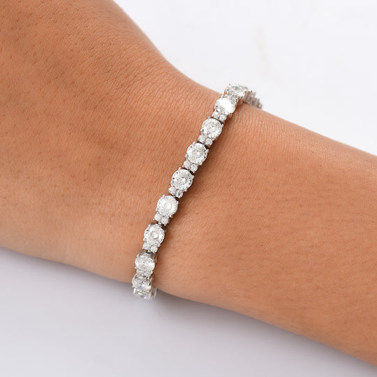 100 Facetten Moissanit Armband ca. 19 cm 925 Silber rhodiniert ca. 12.83 ct