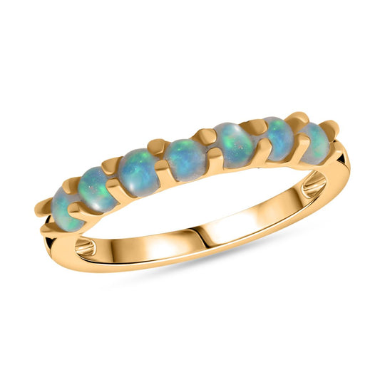 AA Natürlicher, äthiopischer Welo Opal Ring 925 Silber vergoldet (Größe 19.00) ca. 0,61 ct