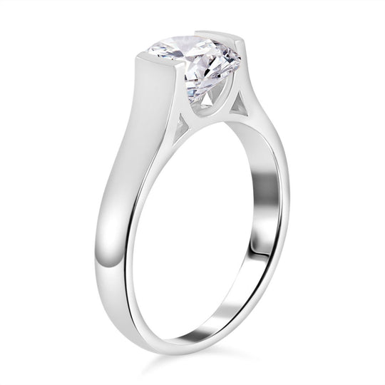 Moissanit Ring 925 Silber rhodiniert (Größe 19.00) ca. 1.75 ct