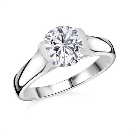 Moissanit Ring 925 Silber rhodiniert (Größe 19.00) ca. 1.75 ct