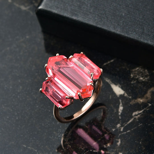 Tulpe-Triplet Quarz Ring 925 Silber 750 rosévergoldet (Größe 18.00) ca. 11.34 ct