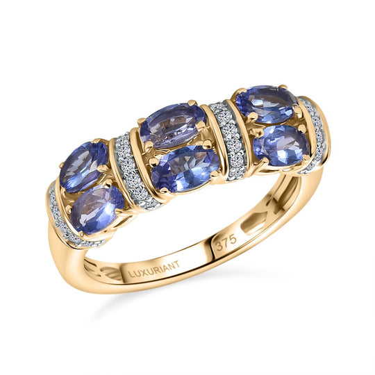 AAA Tansanit, Lab Grown Diamant Ring 375 Gelbgold (Größe 18.00) ca. 1,67 ct